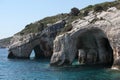 Magnificent view of twin Blue Caves of Greek Zakynthos Royalty Free Stock Photo