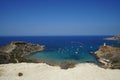 Magnificent views of Riviera Beach and the small watchtower Ghajn Tuffieha Tower, Mellieha, Malta. Royalty Free Stock Photo