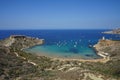 Magnificent views of Riviera Beach and the small watchtower Ghajn Tuffieha Tower, Mellieha, Malta. Royalty Free Stock Photo