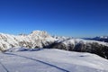 Magnificent views of the Tyrolean Alps in western Austria especially the rocky mountain Eggenkofel from the Obertilliach ski