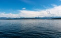 Magnificent water landscape with mountains in the background in Molde, Norway