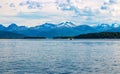 Magnificent water landscape with mountains in the background in Molde, Norway