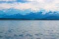 Magnificent water landscape with mountains in the background in Molde, Norway