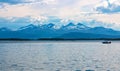 Magnificent water landscape with mountains in the background in Molde, Norway