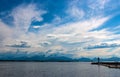 Magnificent water landscape with mountains in the background in Molde, Norway