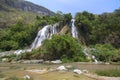 Magnificent waterfall in bottom of jungle canyon Royalty Free Stock Photo