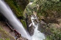 Magnificent waterfall called Pailon del Diablo Devil`s Cauldron in Banos, Ecuador Royalty Free Stock Photo