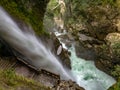 Magnificent waterfall called Pailon del Diablo Devil`s Cauldron in Banos, Ecuador Royalty Free Stock Photo