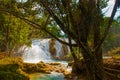 Magnificent waterfall in Mexico, beautiful scenery overlooking the waterfall Agua Azul near Palenque. Chiapas. Royalty Free Stock Photo