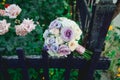 Magnificent wedding bouquet in violet tones. purple and blue roses