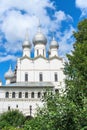 Russia, Rostov, July 2020. White-stone cathedral built in the 16th century.