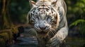 A magnificent white tiger in foerst