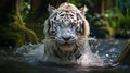 A magnificent white tiger in foerst