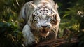 A magnificent white tiger in foerst