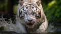 A magnificent white tiger in foerst