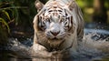 A magnificent white tiger in foerst