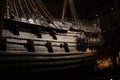 The magnificent wooden Vasa warship salvaged from the sea and displayed at Vasa Museum. Royalty Free Stock Photo