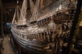 The magnificent wooden Vasa warship salvaged from the sea and displayed at Vasa Museum. Royalty Free Stock Photo