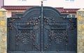 magnificent wrought-iron gates, ornamental forging, forged elements close-up Royalty Free Stock Photo