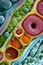 Magnified Cellular Structures: A Vibrant Microscopic Visualization Royalty Free Stock Photo