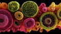 Magnified Cellular Structures: A Vibrant Microscopic Visualization Royalty Free Stock Photo