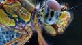 A magnified photograph of the dragonflys thorax revealing the intricate structure of its sensory and nerve bundles. .