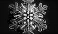 Magnified Snowflake on Dark Surface, Made with Generative AI
