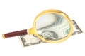 Magnified two dollar bill Royalty Free Stock Photo