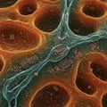 Magnified view of a biological structure showcasing a grid-like pattern with circular Royalty Free Stock Photo