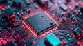 A magnified view of a computer chip highlighting its intricate design and essential role in safeguarding data
