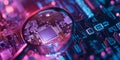 A magnified view of a computer chip