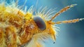 Magnified view of a fuzzy delicatelooking insect antenna covered in fine hairs and featuring a sharp pointed tip. .