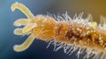 A magnified view of the head of a nematode revealing its sharp needlelike teeth used for feeding on small organisms and