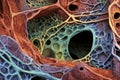 magnified view of a healthy liver tissue section