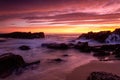 Magnifient red sunrise over the coast of Merimbula Royalty Free Stock Photo