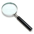 Magnifier with black plastic handle, tool for examination isolated Royalty Free Stock Photo
