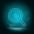 Magnifier blue neon icon. Simple element illustration from map and navigation concept. Magnifier blue neon icon.