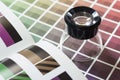 Magnifier on a color chart Royalty Free Stock Photo