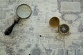 Magnifier and Compass Royalty Free Stock Photo