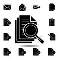 magnifier on the document file icon. Simple glyph vector element of web, minimalistic icons set for UI and UX, website or mobile Royalty Free Stock Photo