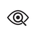 Magnifier with eye outline icon. Find icon, investigate concept symbol. Eye with magnifying glass. Appearance, aspect, look, Royalty Free Stock Photo