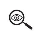 Magnifier with eye outline icon. Find icon, investigate concept symbol. Eye with magnifying glass. Appearance, aspect Royalty Free Stock Photo