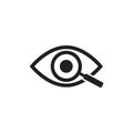 Magnifier with eye outline icon. Find icon, investigate concept symbol. Eye with magnifying glass. Appearance, aspect Royalty Free Stock Photo