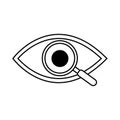 Magnifier with eye outline icon. Find icon, investigate concept symbol. Royalty Free Stock Photo