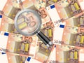 Magnifier On Fifty Euro Background