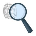 Magnifier and fingerprint. Detection of criminals by fingerprint.Prison single icon in cartoon style vector symbol stock Royalty Free Stock Photo