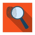 Magnifier and fingerprint. Detection of criminals by fingerprint.Prison single icon in flat style vector symbol stock