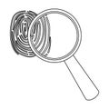 Magnifier and fingerprint. Detection of criminals by fingerprint.Prison single icon in outline style vector symbol stock Royalty Free Stock Photo