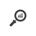 Magnifier glass and bar chart vector icon Royalty Free Stock Photo