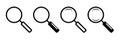 Magnifier glass icons. Isolated loupe collection on white background. Magnifying lens tool to explore and find. Zoom lupe Royalty Free Stock Photo